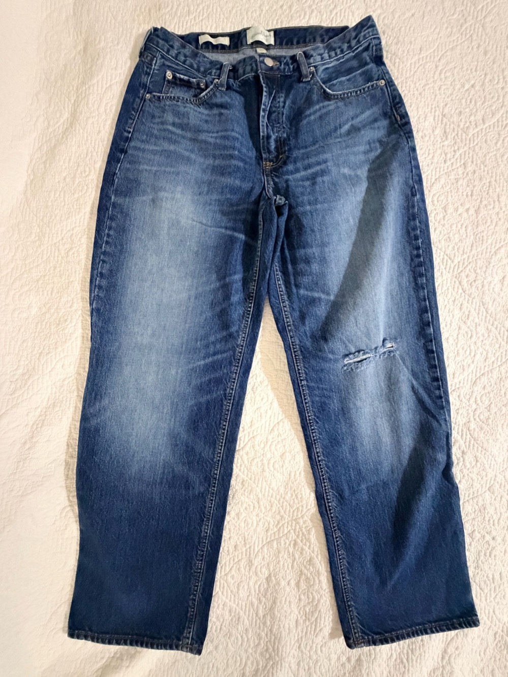 Universal Thread Mid Rise 90s BaggyDistressed Blue Denim Jeans Button Fly SZ 10